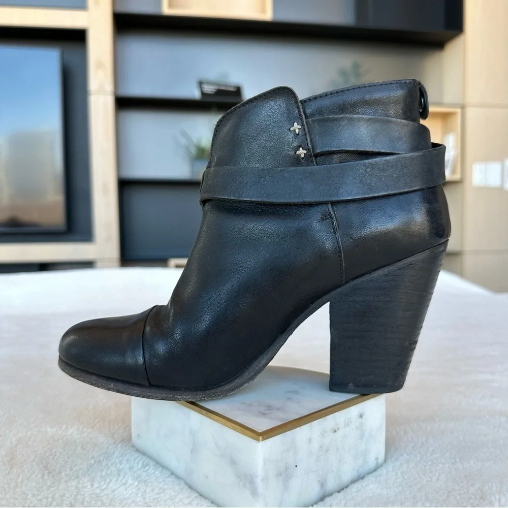 rag & bone 240 mm Kinsey Ankle Black Leather Booties Boots EU 37.5 US 7.5 - Picture 5 of 14